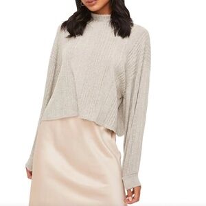 NWT ALL IN FAVOR Mock Neck Ribbed Gray Women's Sweater